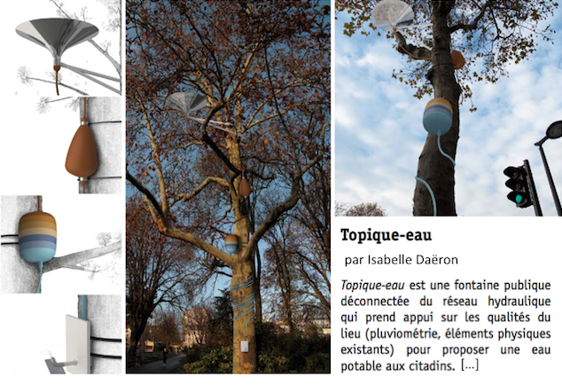 Figure 2 : Prototype du projet Topique-Eau d’Isabelle Daëron installé au parc Montsouris  Paris. http://www.isabelledaeron.com